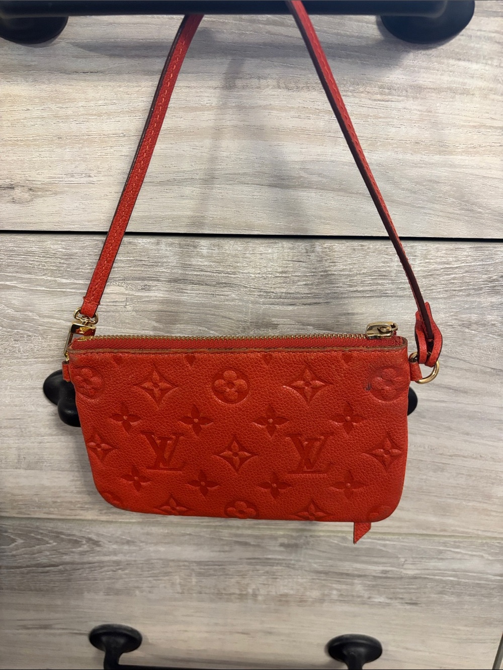 Louis Vuitton Red Emprante leather mini pochette